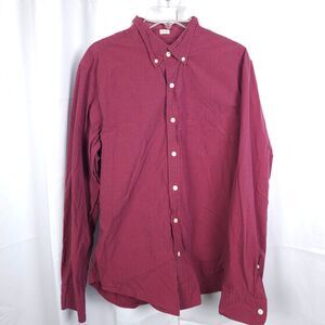 J Crew Mens Large Red Plaid Slim Fit Long Sleeve Cotton Button Down Up Shirt